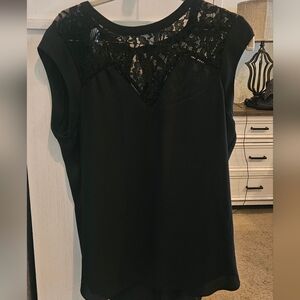 Vince Camuto Black Lace Detail Blouse